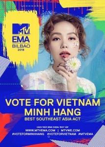 Minh Hằng đại diện Việt Nam tranh cử giải thưởng âm nhạc MTV Europe Music Awards 2018